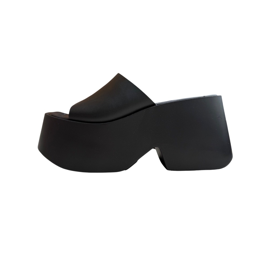 L'Intervalle Fidele Platform Sandal Black Leather 90s Chunky Mules Size 40 9